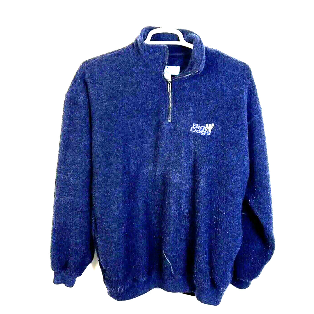 Big Dogs Quarter Zip Pullover Jacket Men's Large Navy Blue Outerwear Warm GORP